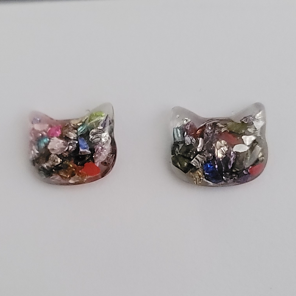 Resin Cat Stud Earrings